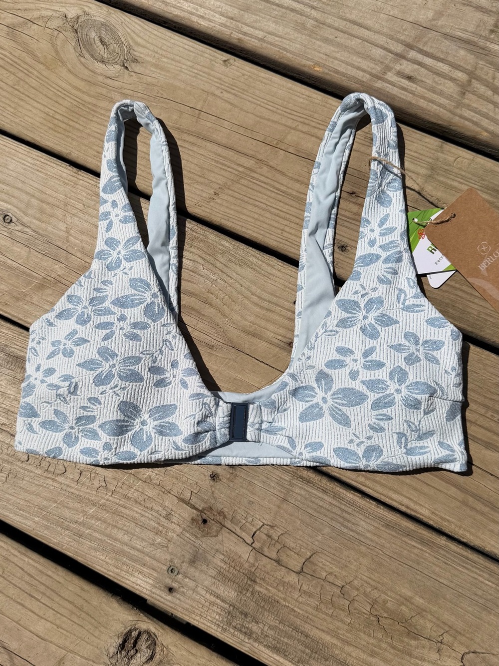 Berlook Women's Light Blue Floral Bikini Top